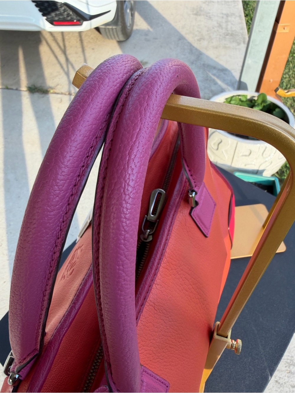 Loewe Two-Tone Pink and Orange Leather Satchel - Picture 9 of 15